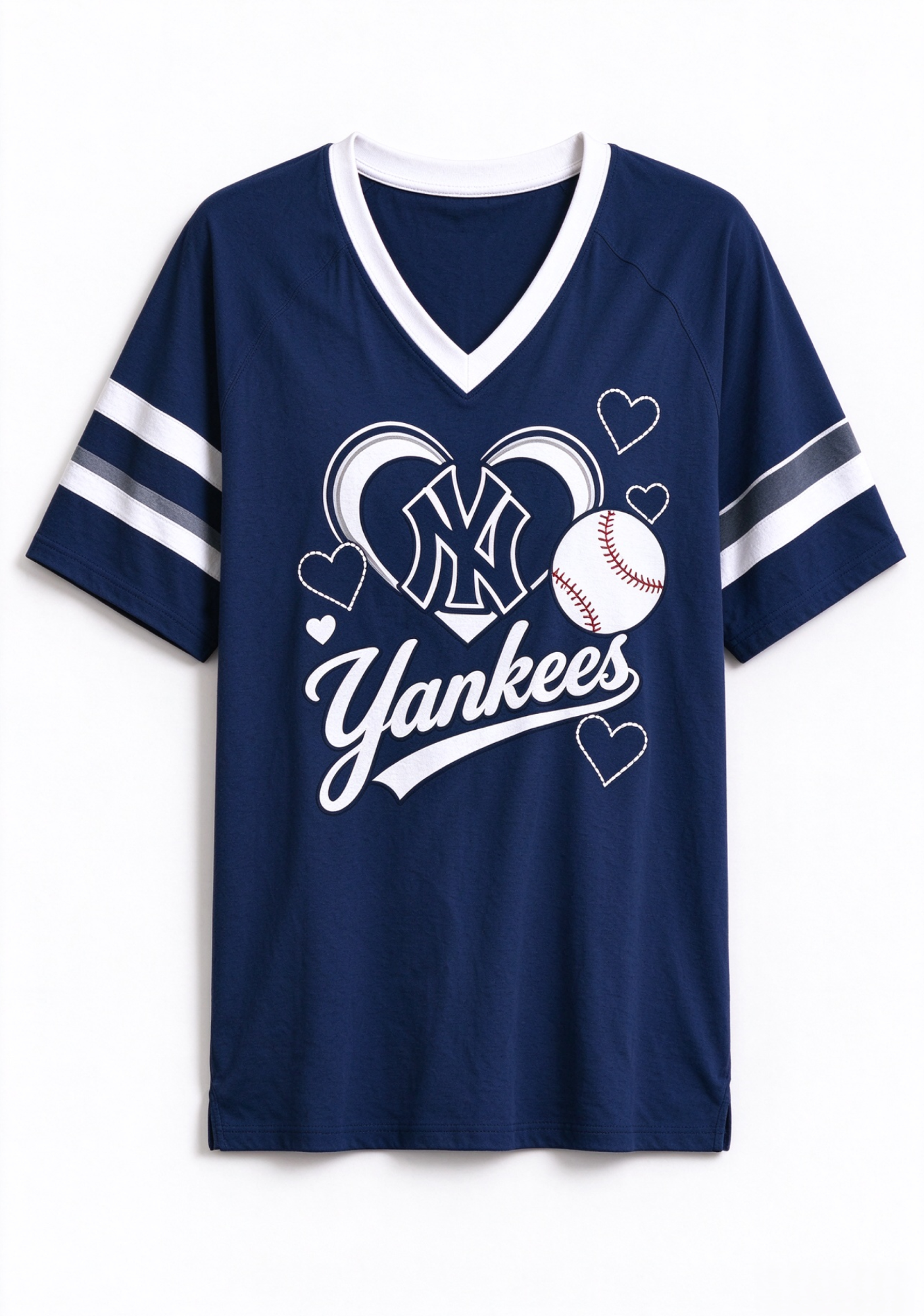 Women New York Yankees Heart Baseball Graphic V-Neck T-Shirt Secondary image