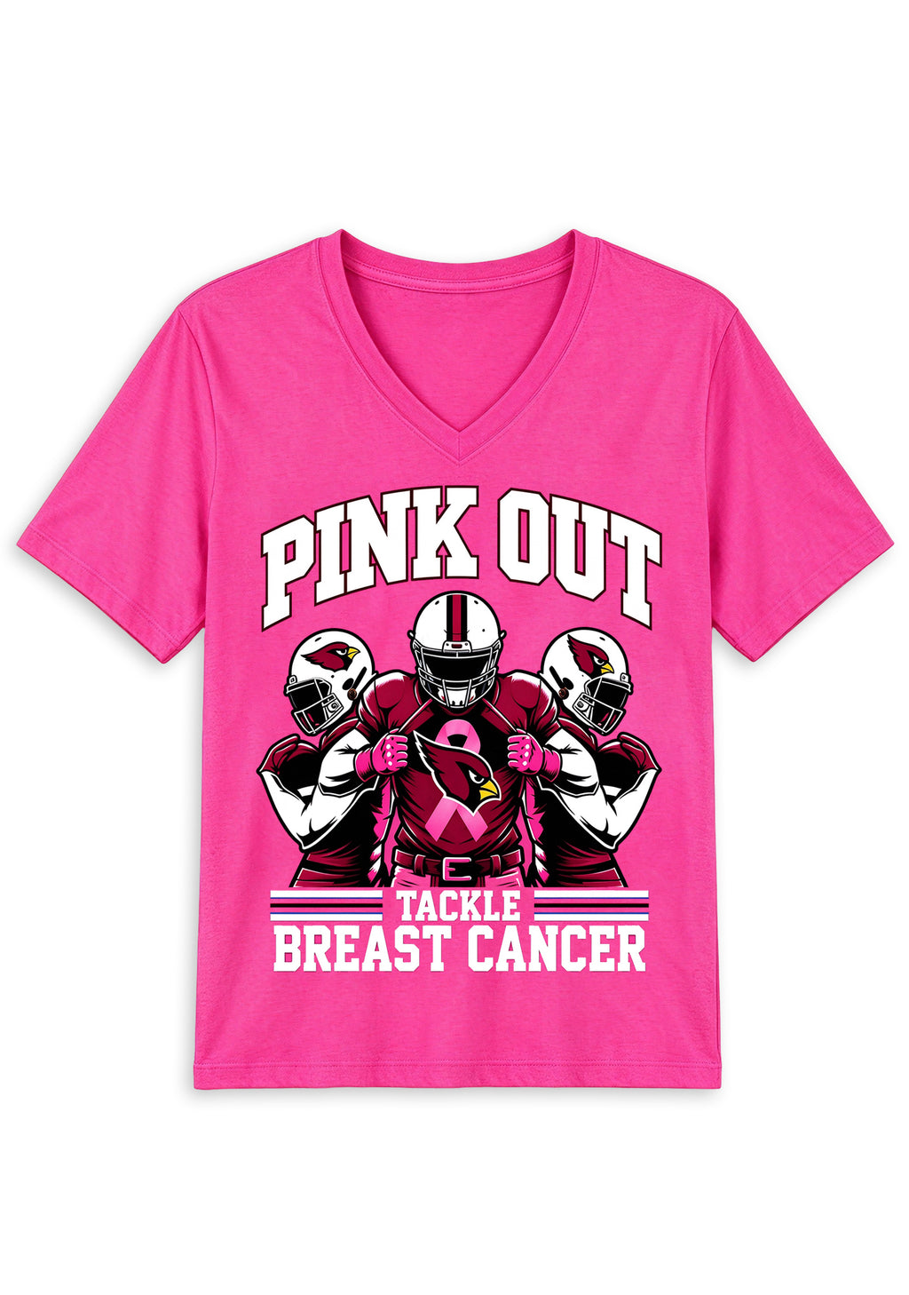 Arizona Cardinals Pink Out Tackle Breast Cancer Awareness V-Neck T-Shirt