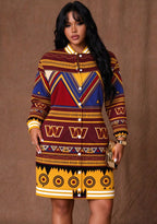 Women's Washington Commanders Aztec Geometric Button Down Jacket Dress