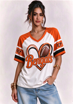 Women Cincinnati Bengals Heart Graphic V-Neck Fan T-Shirt