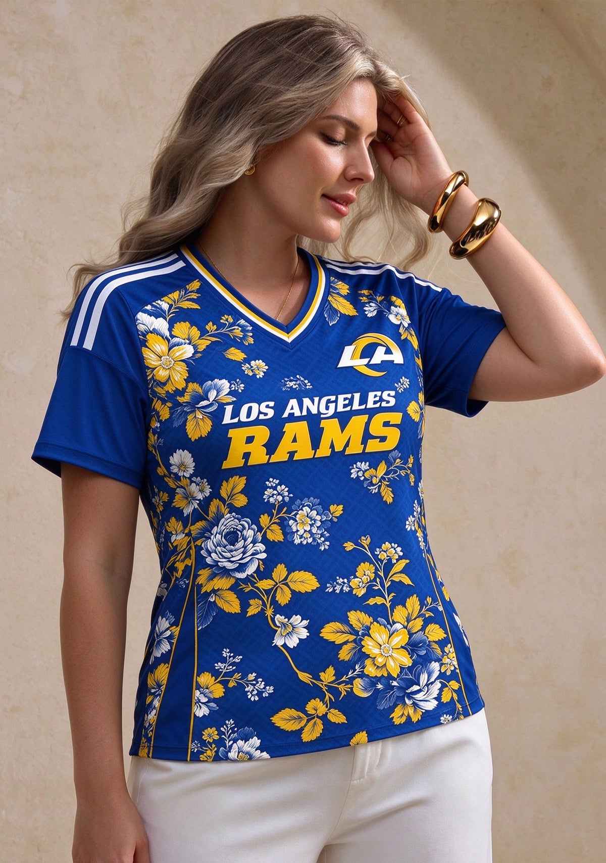 Women's Los Angeles Rams Floral V-Neck T-Shirt Main image