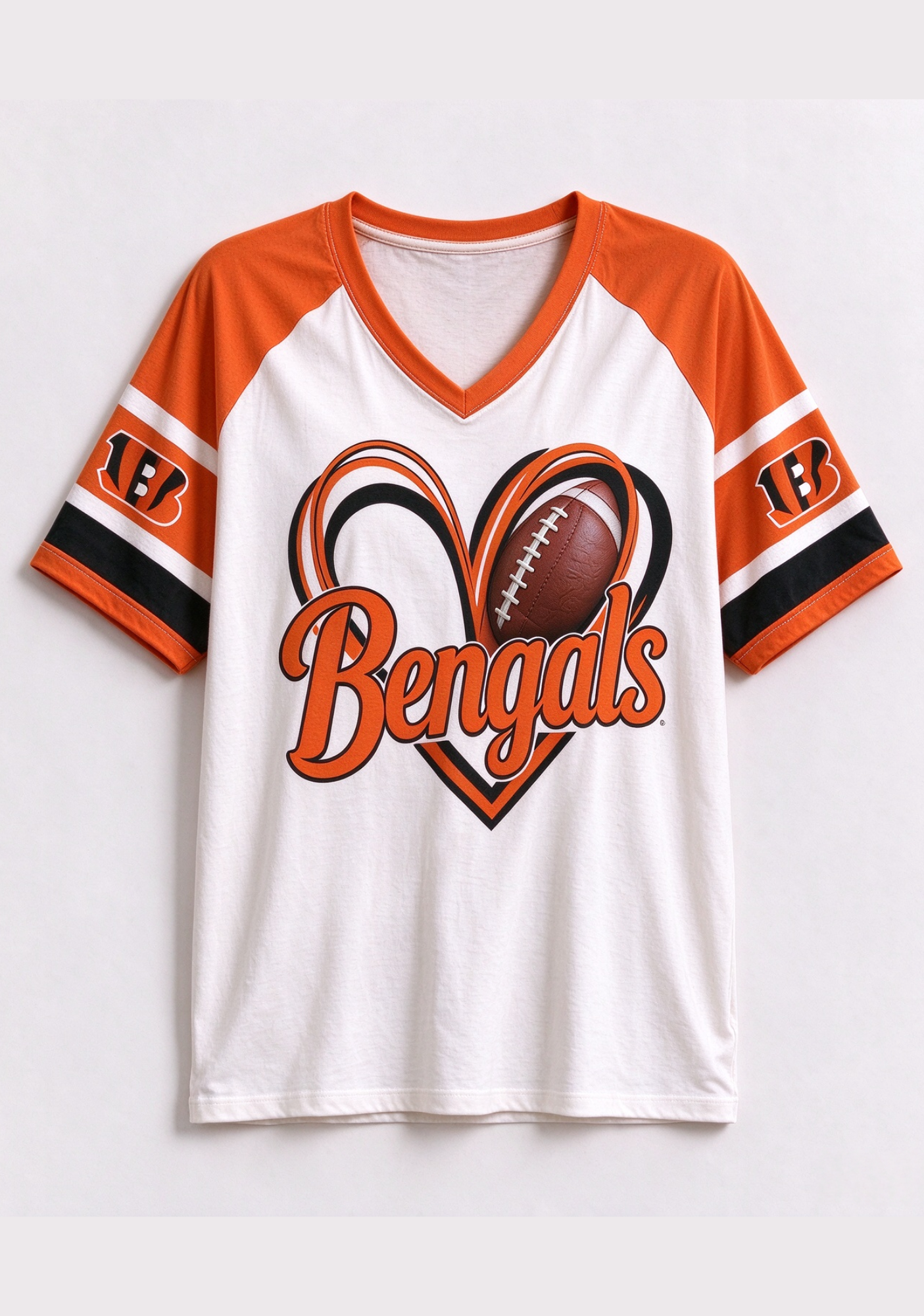 Women Cincinnati Bengals Heart Graphic V-Neck Fan T-Shirt Secondary image