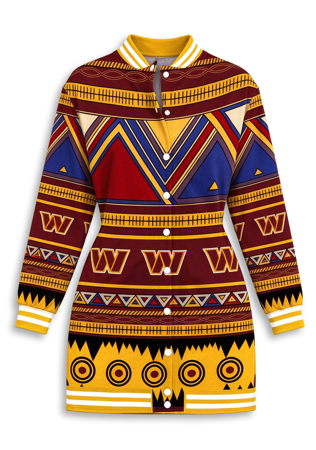 Women's Washington Commanders Aztec Geometric Button Down Jacket Dress