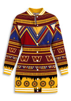 Women's Washington Commanders Aztec Geometric Button Down Jacket Dress