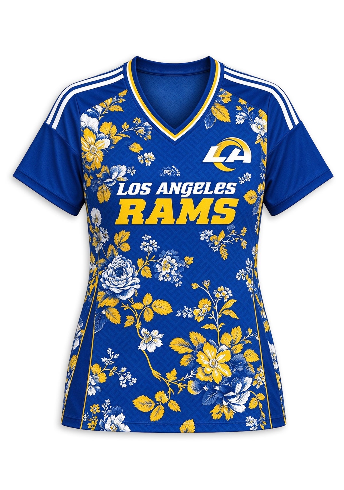Women's Los Angeles Rams Floral V-Neck T-Shirt