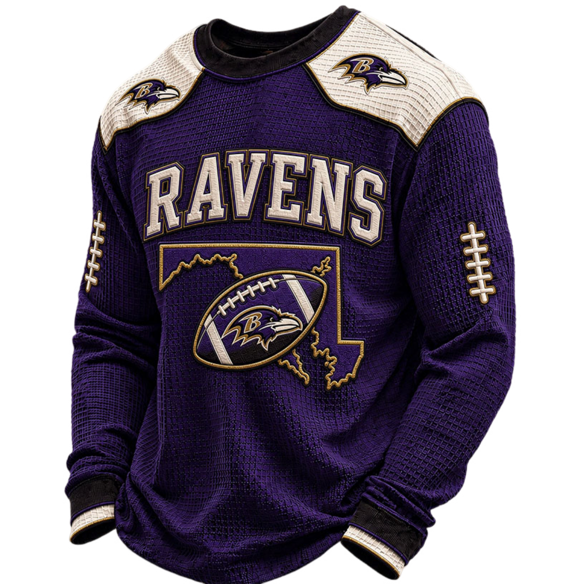 Baltimore Ravens Waffle Knit Long-Sleeve Sweatshirt