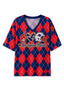 Women's New England Patriots Argyle #1 Fan Heart Helmet V-Neck T-Shirt