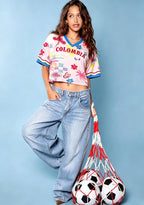 Tropical Abstract Print Colombia Cropped Jersey Shirt