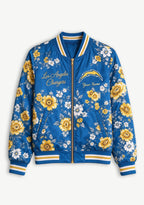 Women Los Angeles Chargers Floral Print Zip Up Jacket Custom Name For Fan