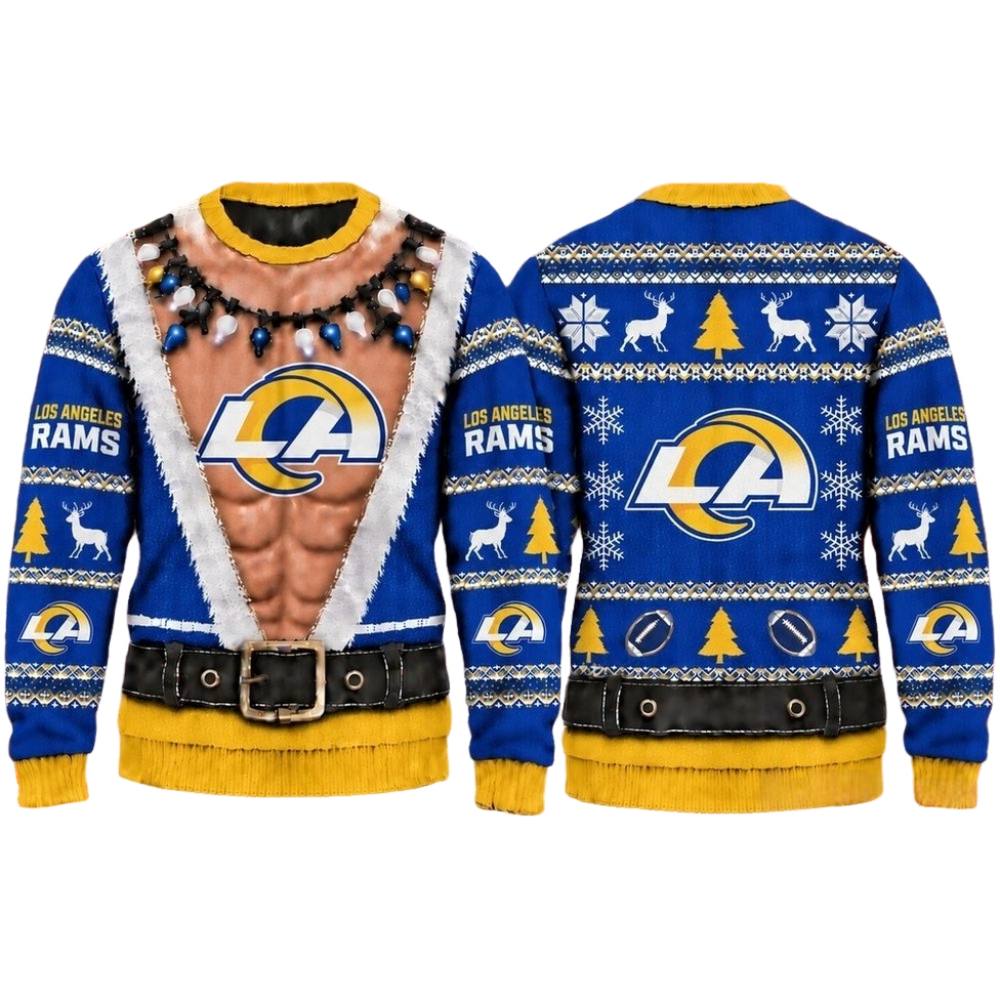 Los Angeles Rams Christmas Ugly Sweater Muscular Fan Graphic Main image