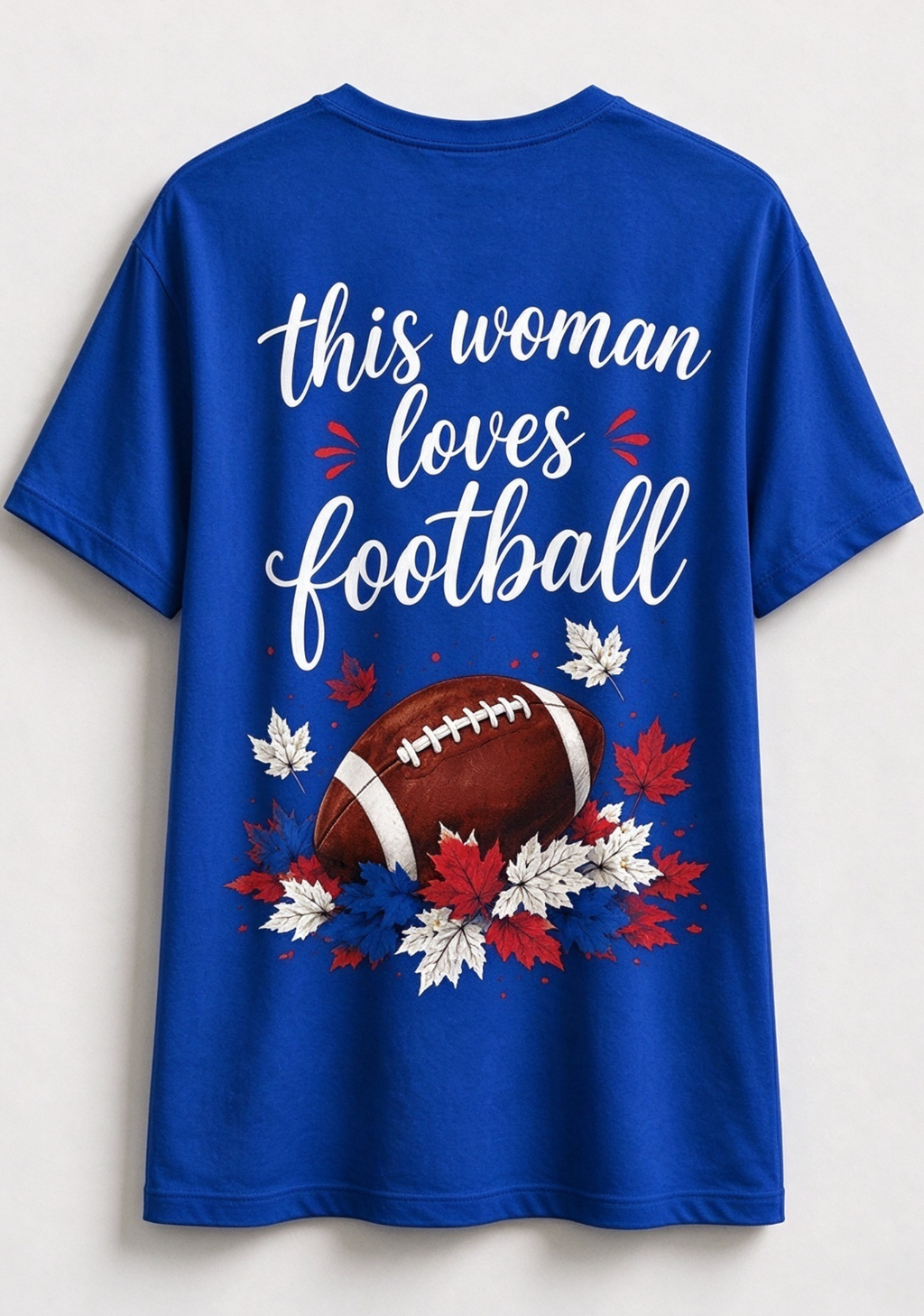 This Woman Loves Football Fall Maple Leaves NFL V-Neck T-Shirt