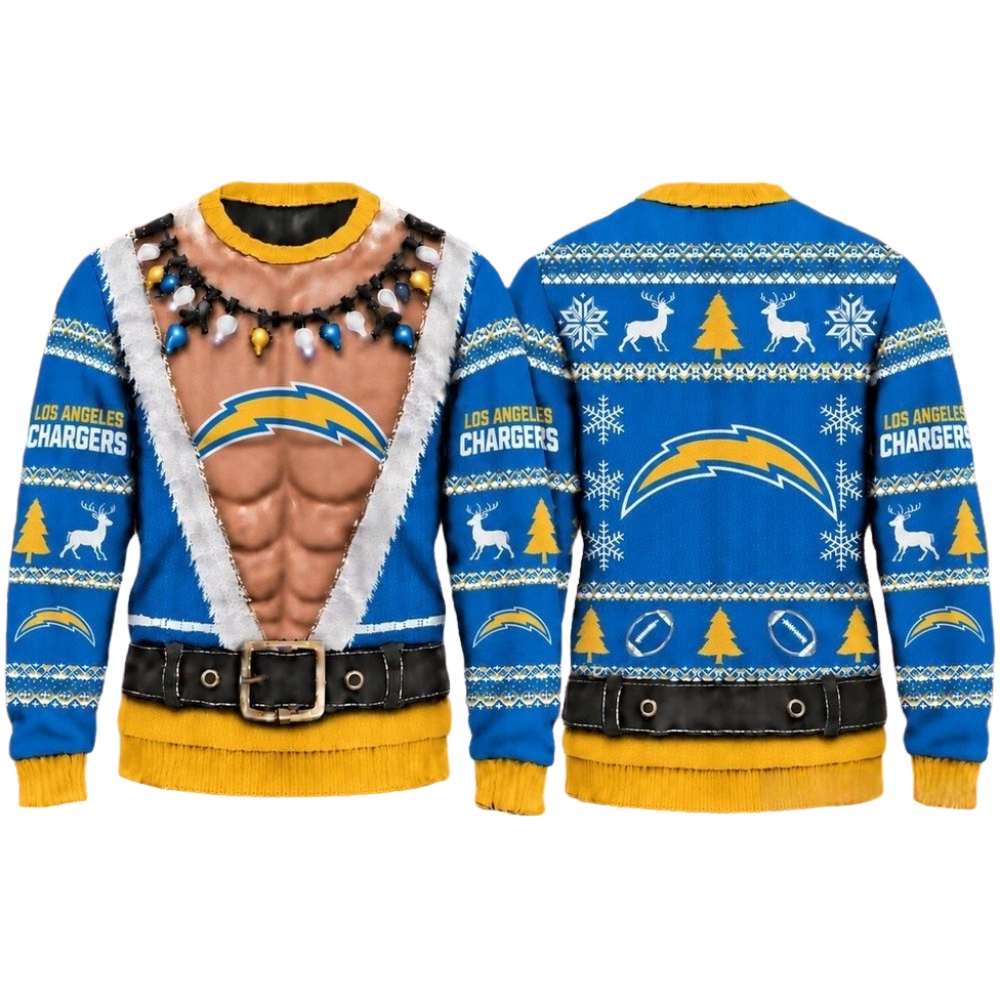 Los Angeles Chargers Christmas Ugly Sweater Muscular Fan Graphic Main image