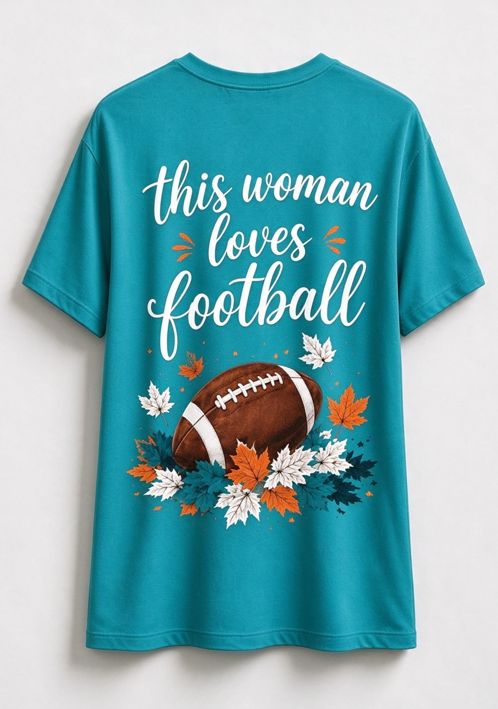 This Woman Loves Football Fall Maple Leaves NFL V-Neck T-Shirt