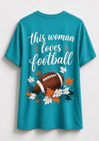 This Woman Loves Football Fall Maple Leaves NFL V-Neck T-Shirt