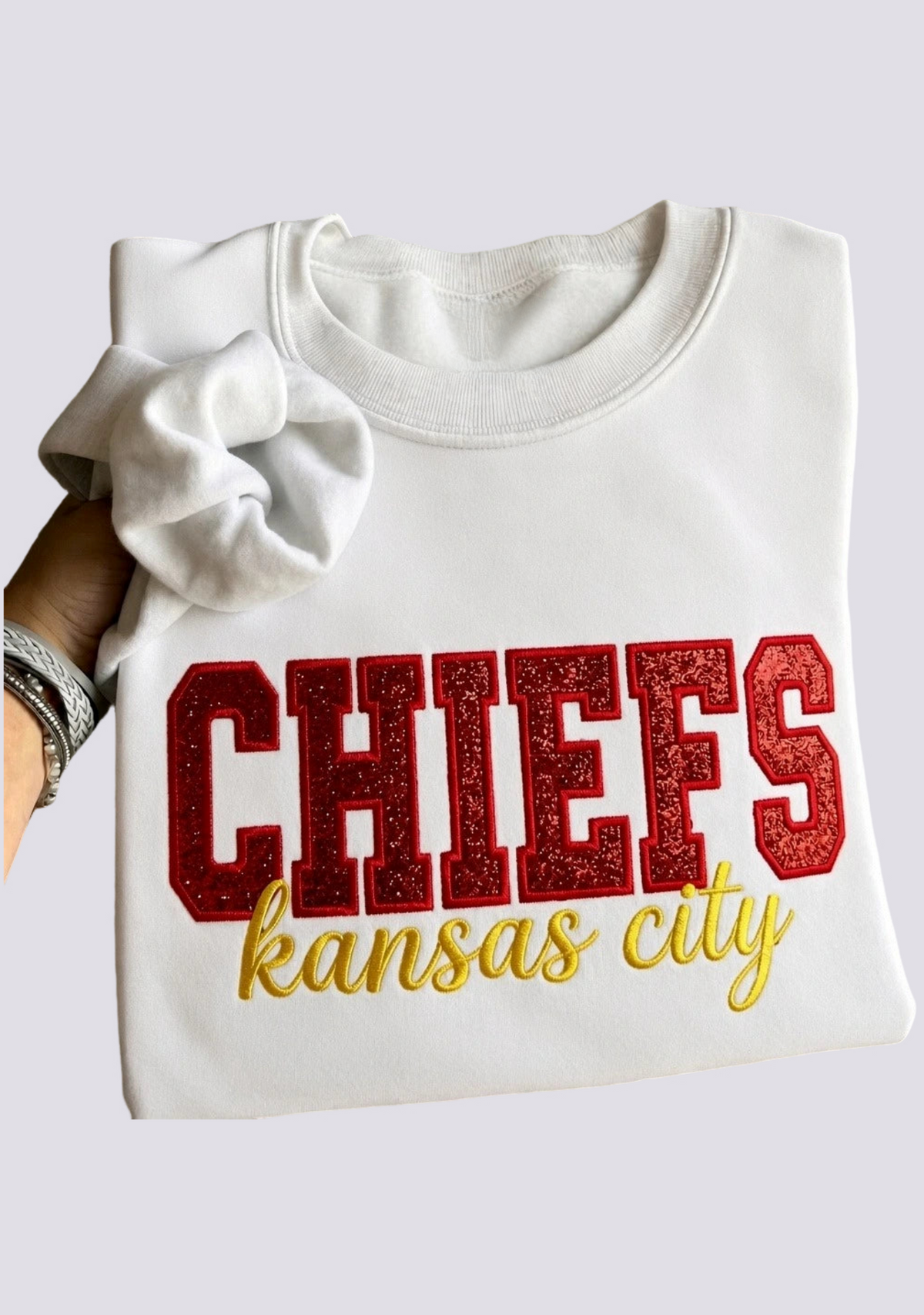 Women's Kansas City Chiefs Embroidered Crewneck Sweatshirt