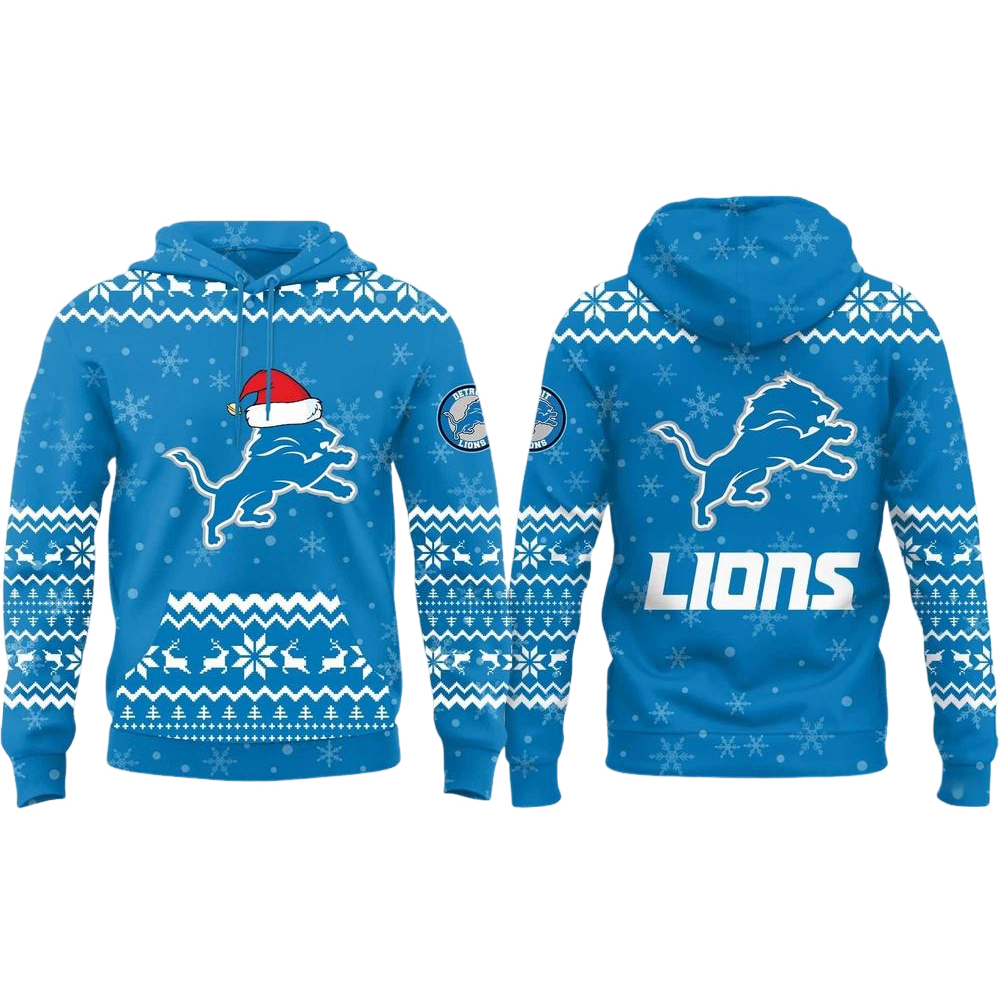 Detroit Lions Christmas Ugly Sweater Pattern Hoodie Main image