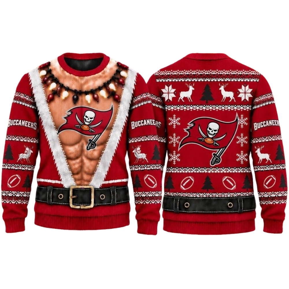 Tampa Bay Buccaneers Christmas Ugly Sweater Muscular Fan Graphic Main image