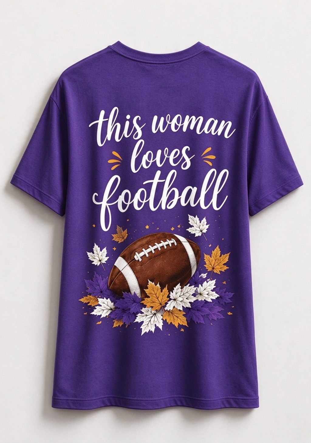 This Woman Loves Football Fall Maple Leaves NFL V-Neck T-Shirt