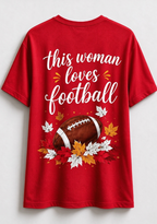 This Woman Loves Football Fall Maple Leaves NFL V-Neck T-Shirt