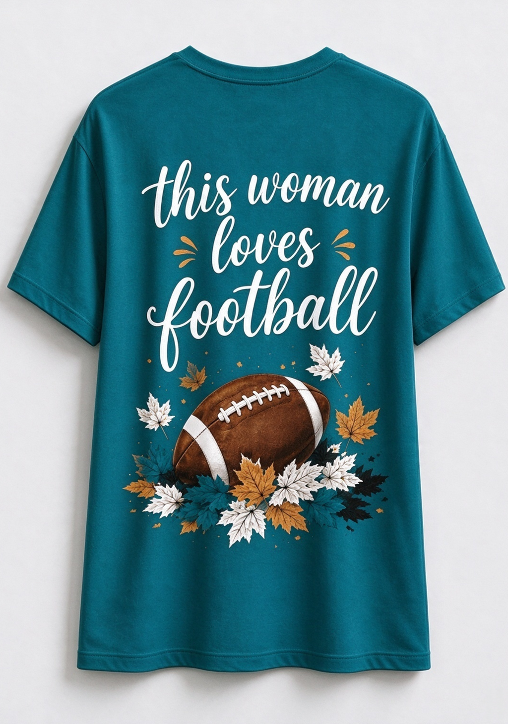 This Woman Loves Football Fall Maple Leaves NFL V-Neck T-Shirt
