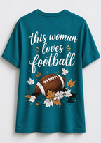 This Woman Loves Football Fall Maple Leaves NFL V-Neck T-Shirt