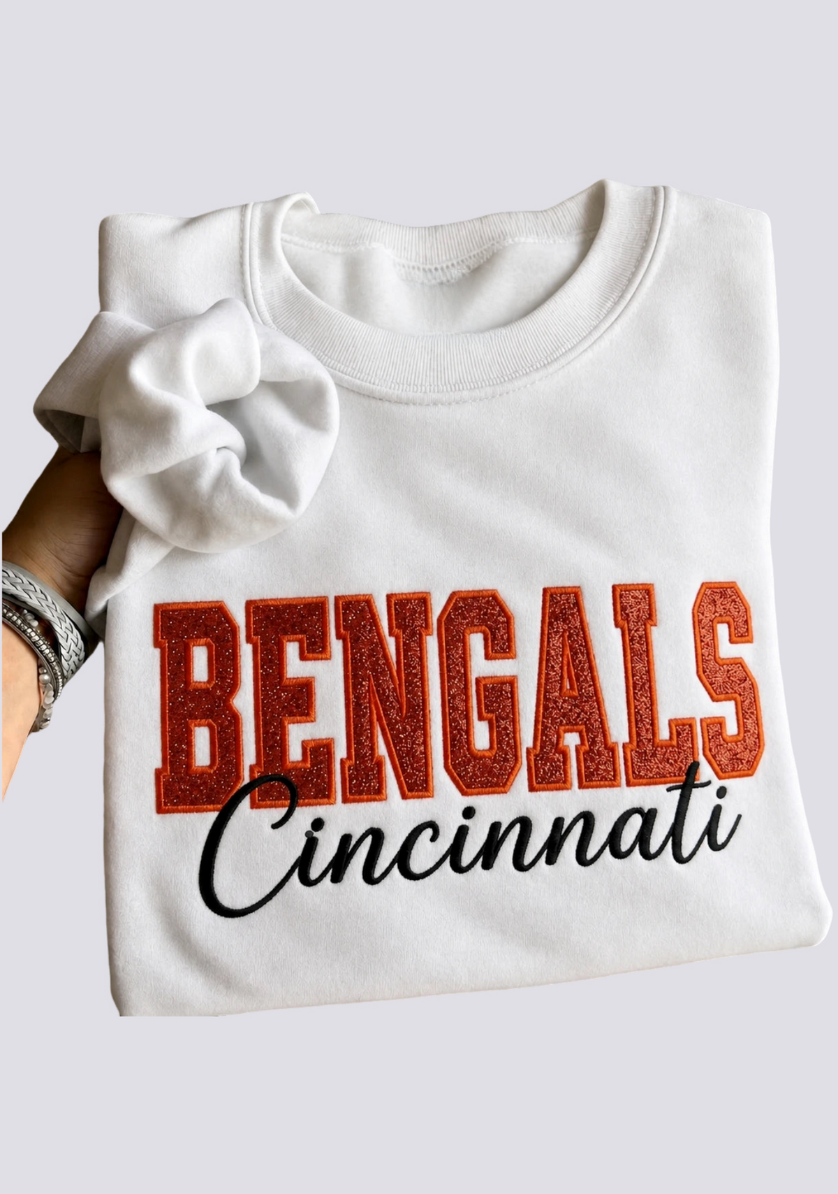 Women's Cincinnati Bengals Embroidered Crewneck Sweatshirt