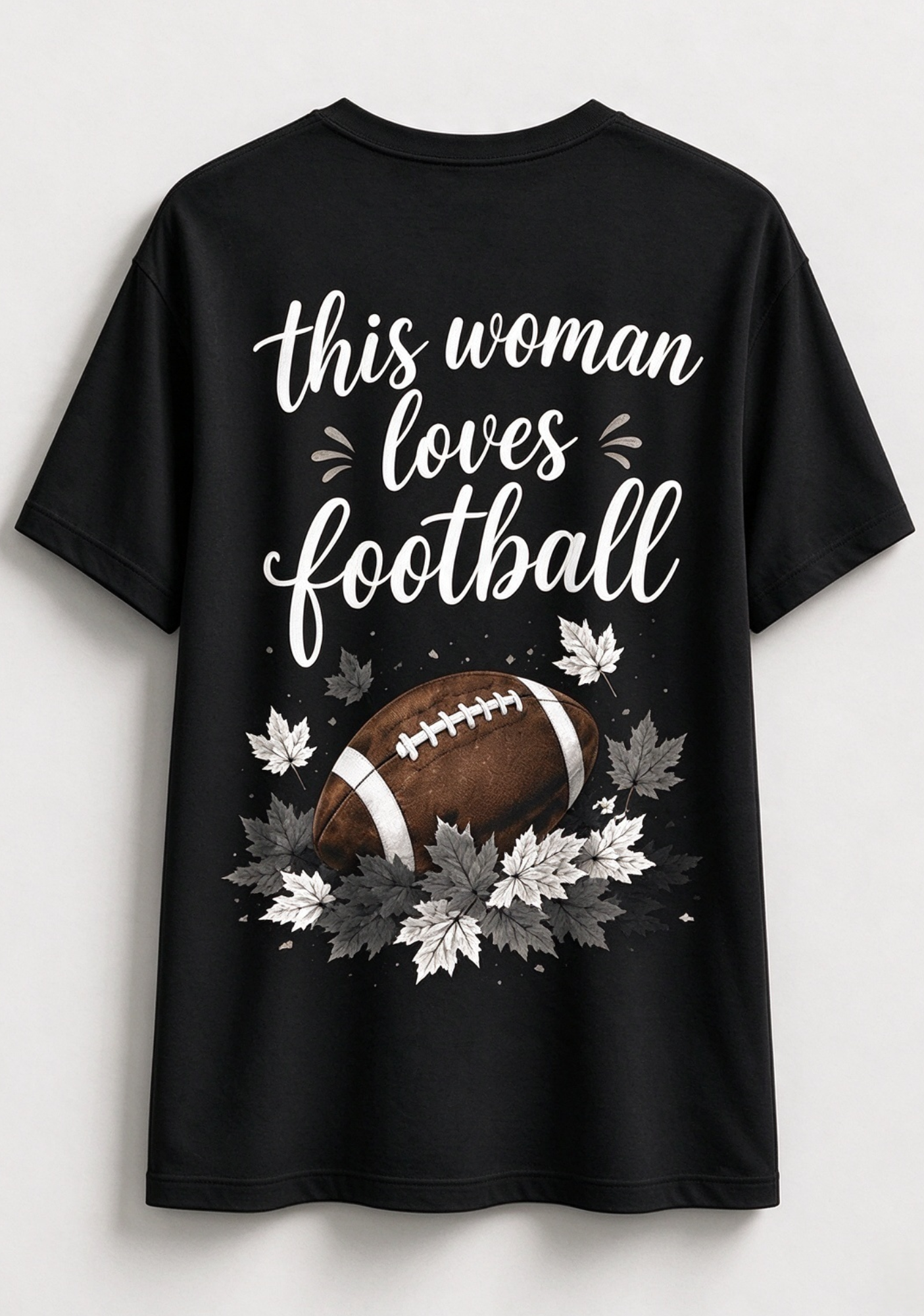 This Woman Loves Football Fall Maple Leaves NFL V-Neck T-Shirt Secondary image