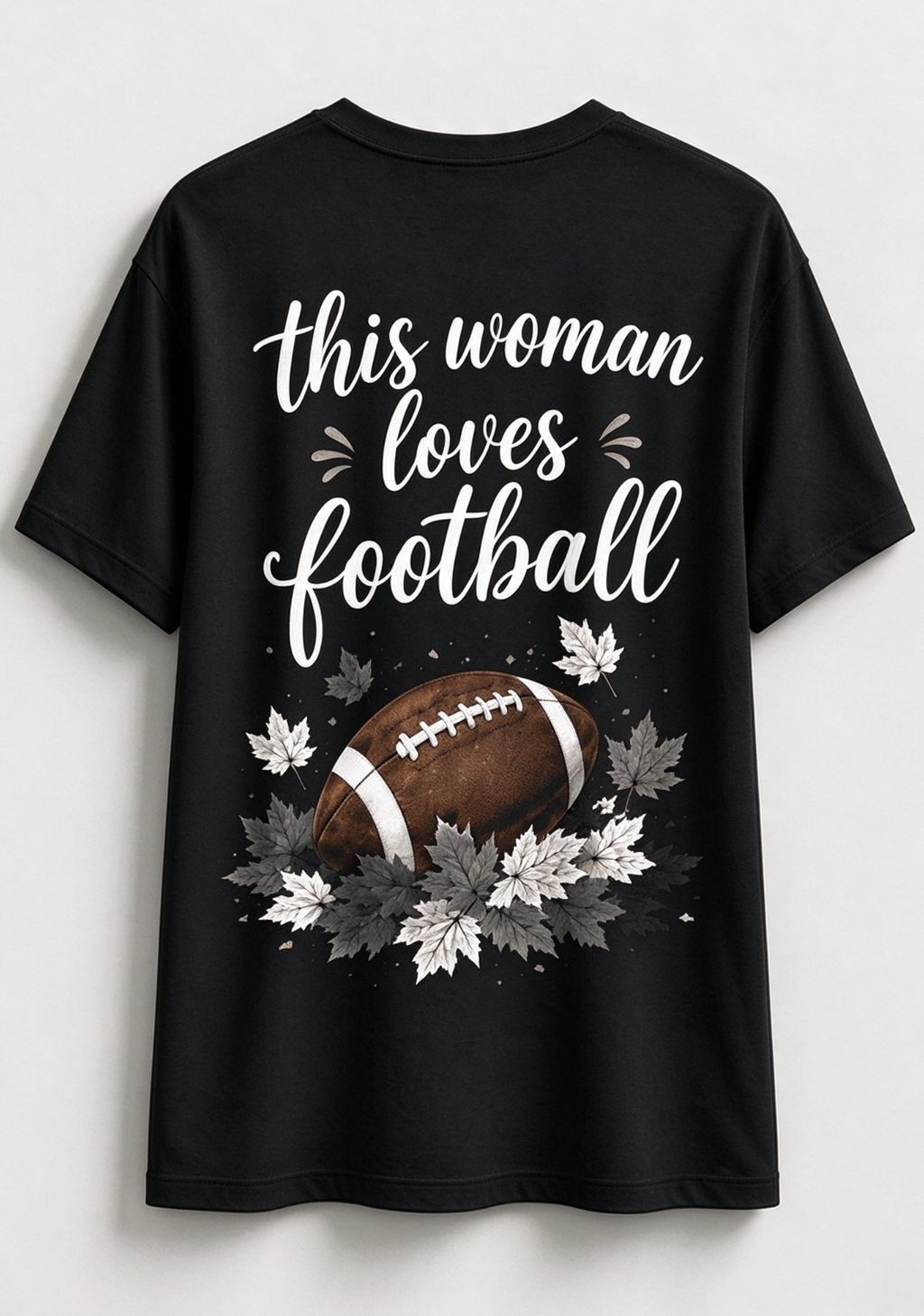This Woman Loves Football Fall Maple Leaves NFL V-Neck T-Shirt