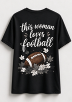 This Woman Loves Football Fall Maple Leaves NFL V-Neck T-Shirt
