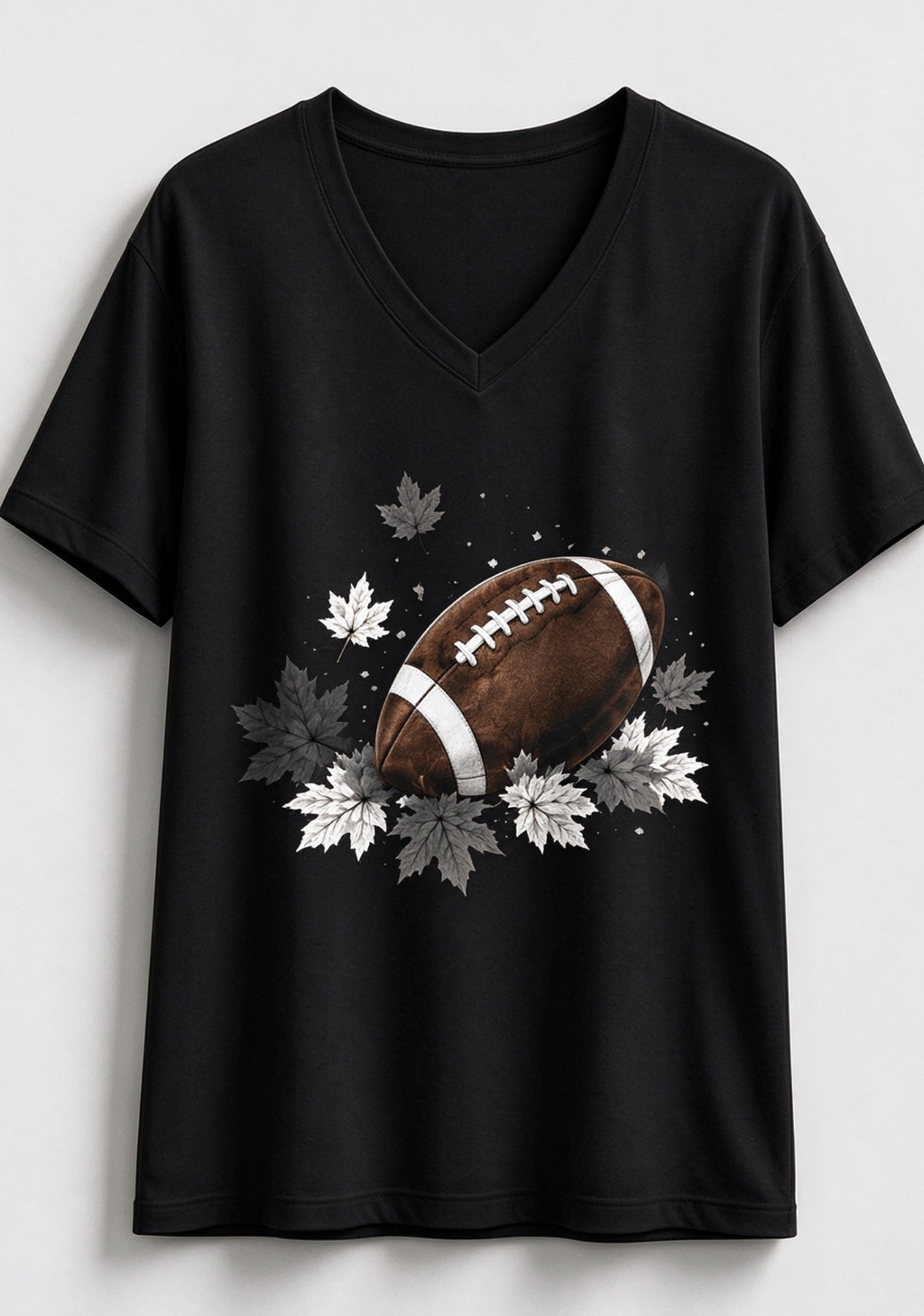 This Woman Loves Football Fall Maple Leaves NFL V-Neck T-Shirt