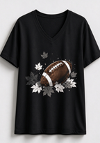 This Woman Loves Football Fall Maple Leaves NFL V-Neck T-Shirt