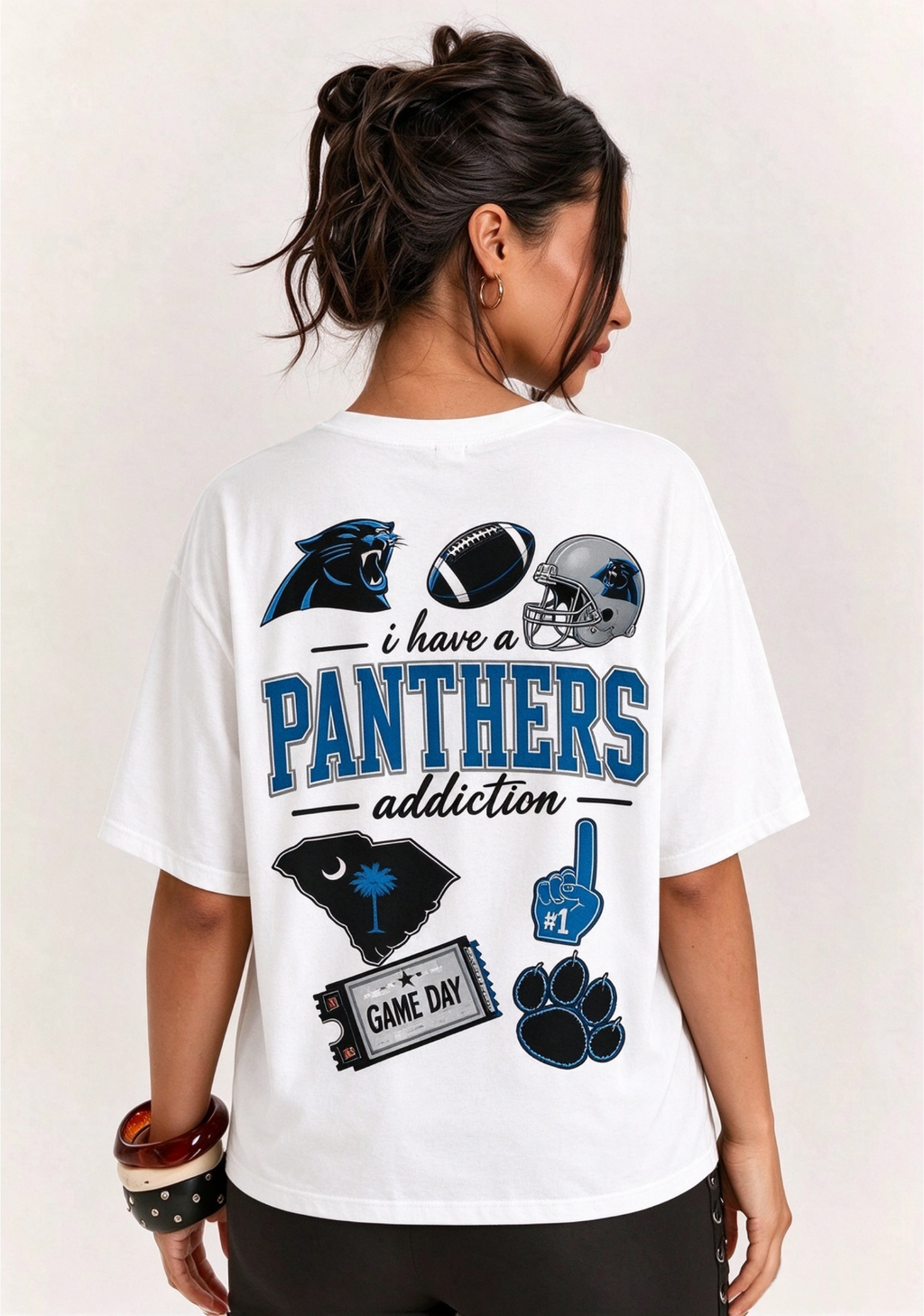 Women's I Have A Panthers Addiction Game Day Graphic T-Shirt