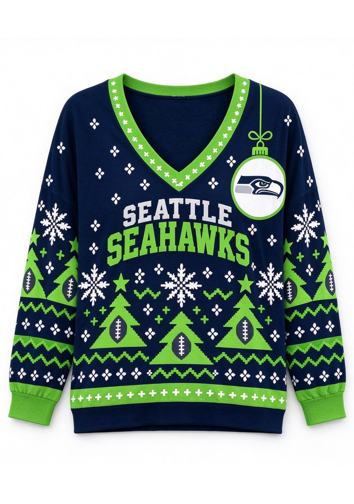 Women’s Seattle Seahawk Ugly NFL Christmas Sweatshirt