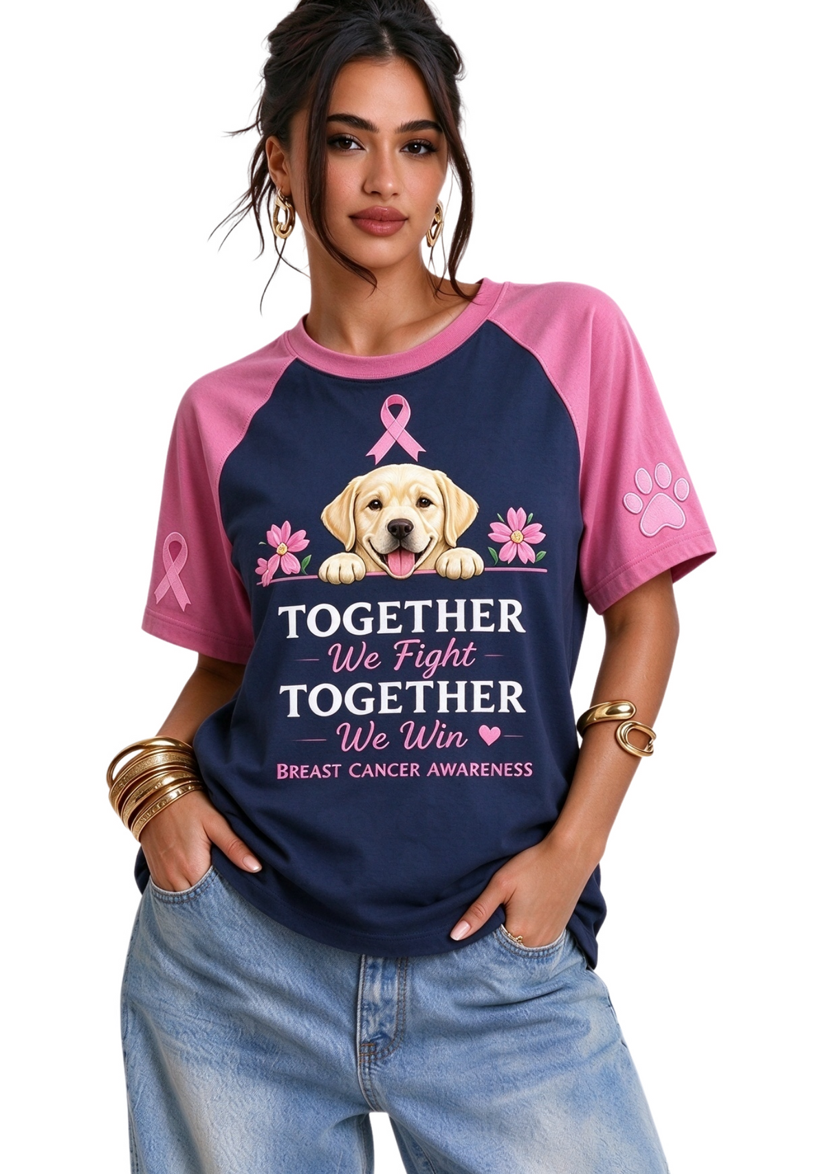 Women's Breast Cancer Awareness Raglan Short Sleeve T-Shirt Main image
