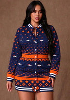 Women's Denver Broncos All Over Print Button Down Jacket Dress