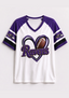 Women Baltimore Ravens Fan Heart Graphic V-Neck T-Shirt