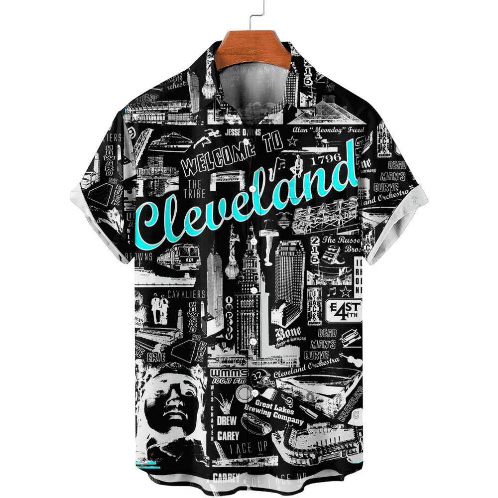 Cleveland Guardians Button Down Hawaiian Shirt