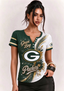 Women Green Bay Packers Floral Henley T-Shirt