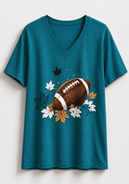 This Woman Loves Football Fall Maple Leaves NFL V-Neck T-Shirt