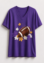 This Woman Loves Football Fall Maple Leaves NFL V-Neck T-Shirt