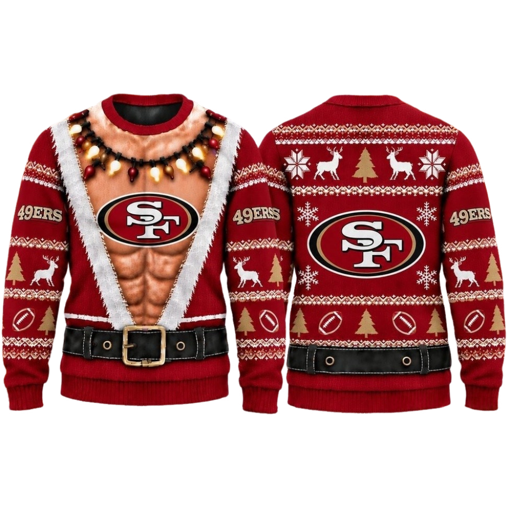 San Francisco 49ers Christmas Ugly Sweater Muscular Fan Graphic Main image