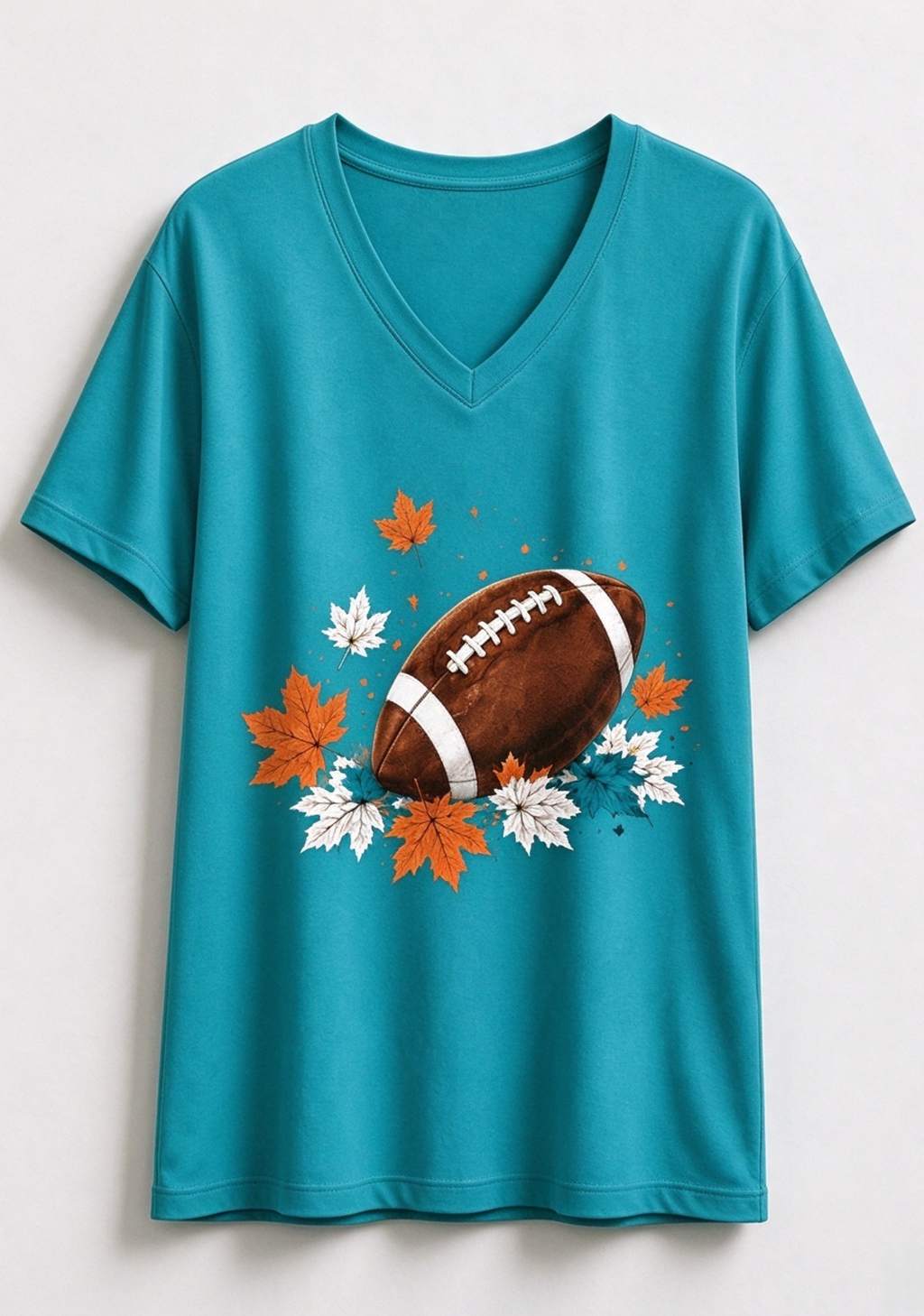This Woman Loves Football Fall Maple Leaves NFL V-Neck T-Shirt