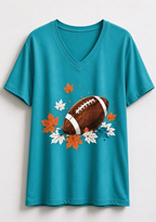 This Woman Loves Football Fall Maple Leaves NFL V-Neck T-Shirt