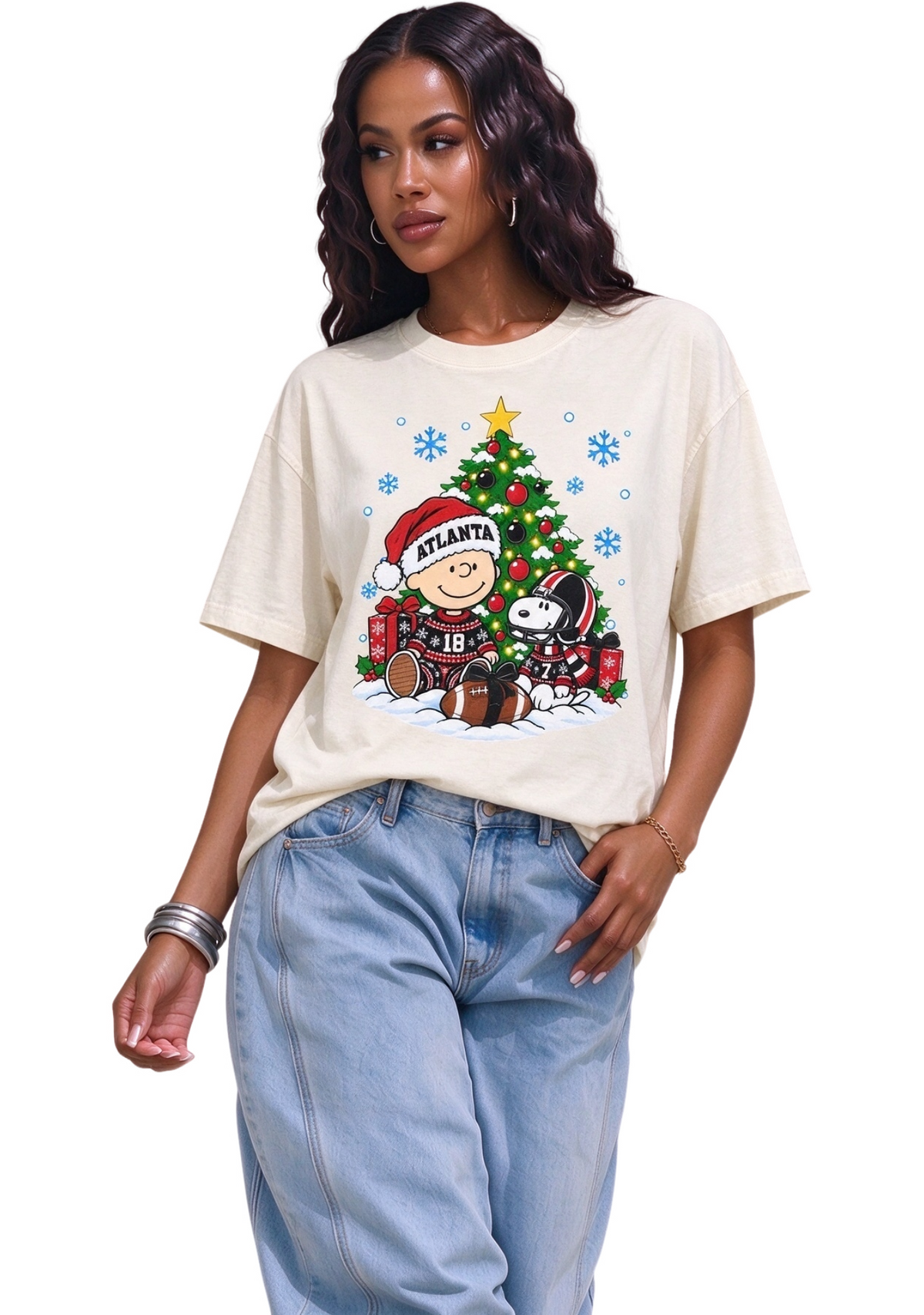 Women's Atlanta Falcons Christmas Snoopy Charlie Brown T-Shirt