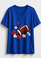 This Woman Loves Football Fall Maple Leaves NFL V-Neck T-Shirt