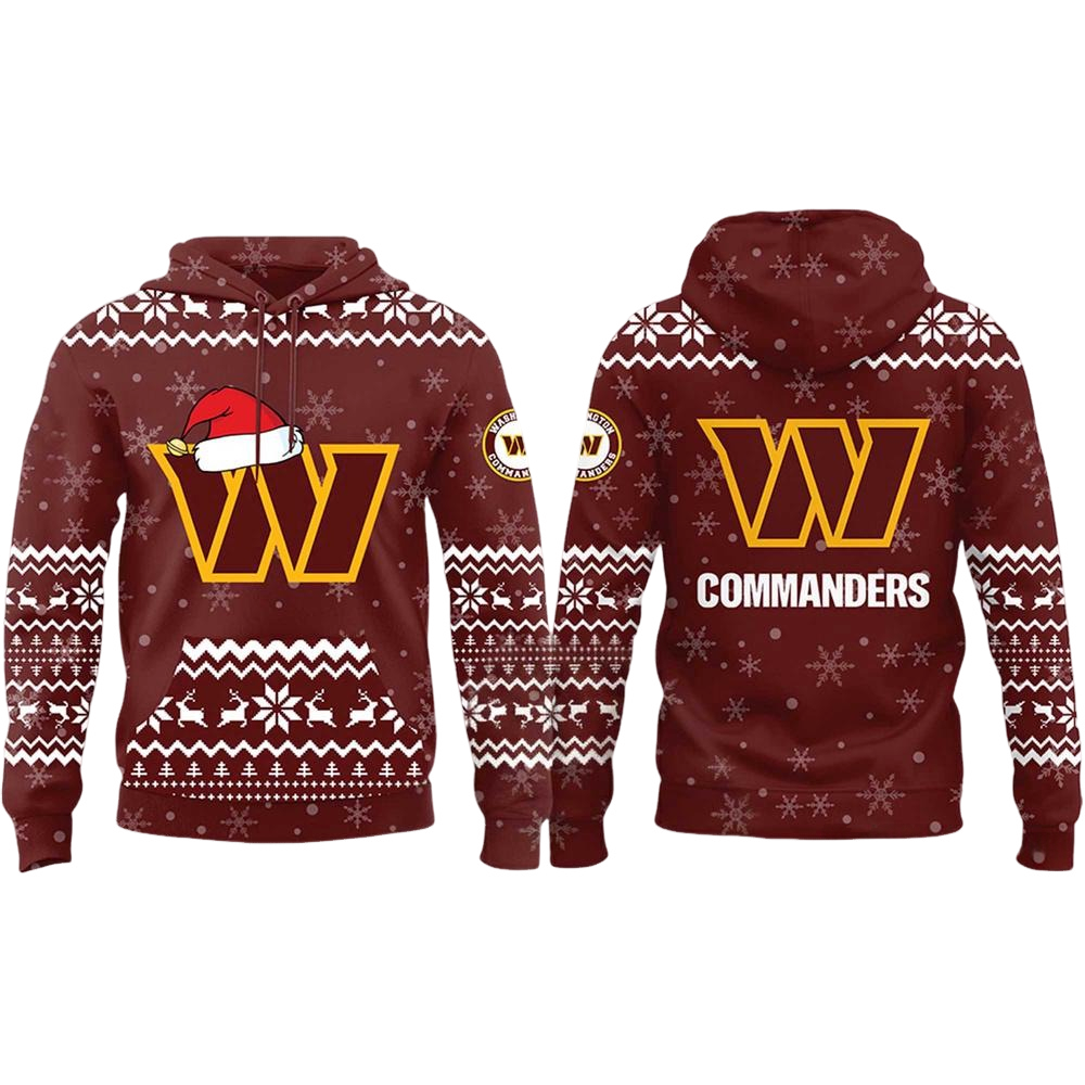 Washington Commanders Christmas Ugly Sweater Pattern Hoodie