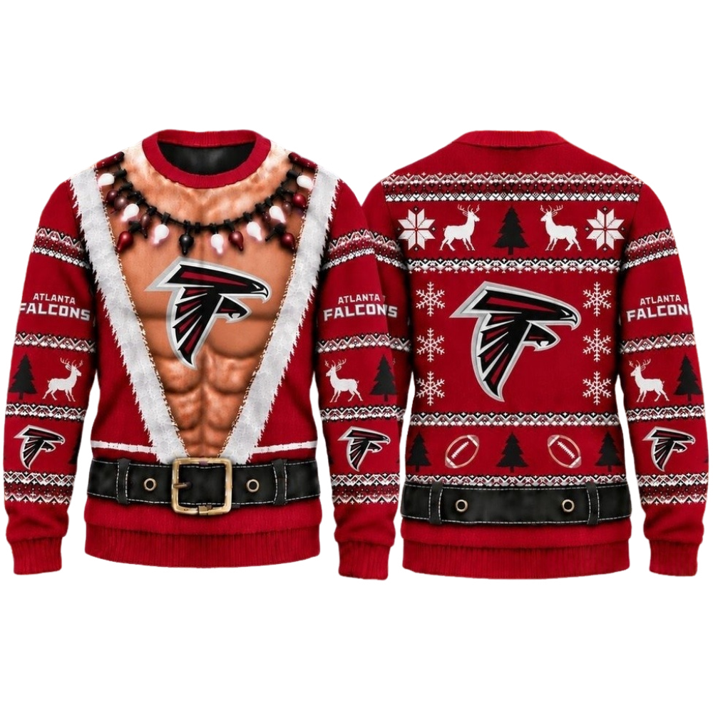 Atlanta Falcons Christmas Ugly Sweater Muscular Fan Graphic Main image