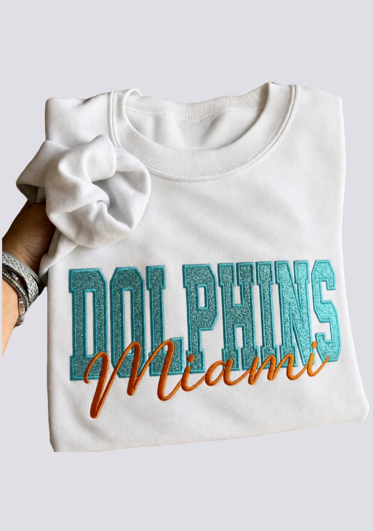 Women's Miami Dolphins Embroidered Crewneck Sweatshirt