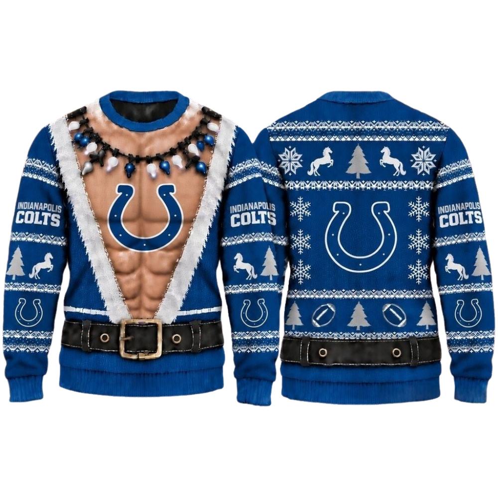 Indianapolis Colts Christmas Ugly Sweater Muscular Fan Graphic Main image