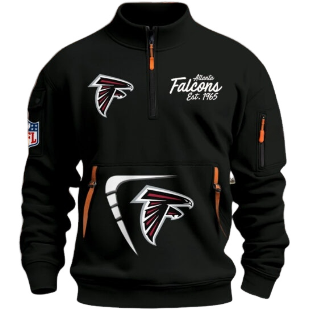 Atlanta Falcons Black Stand Collar Quarter Zip Pullover Sweatshirt